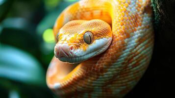 A snake with a yellow and white head photo