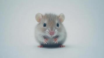 A small mouse is standing on its hind legs photo
