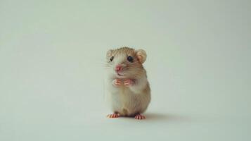 A small hamster standing on its hind legs photo