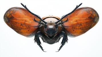 A beetle with large wings and large horns photo