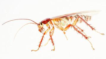 A large insect with red and white stripes photo
