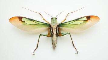 A green and orange insect with long wings photo