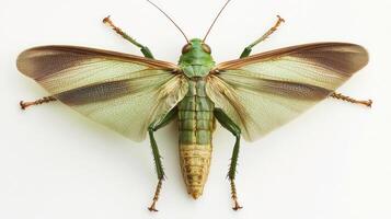 A green and brown insect with long wings photo