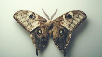 A large moth with large eyes and wings photo