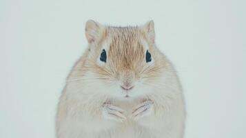 A small brown hamster standing on its hind legs photo