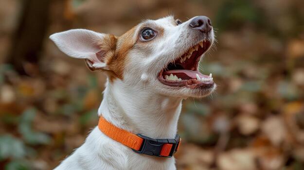 A dog with its mouth open and its mouth open photo