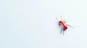 A red bug on a white surface photo