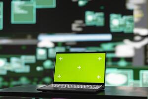 Scene reveals the operations behind cyber crime with copy space on pc, malware and encryption weaknesses are exploited by hackers seeking to gain secure system access. Virtual threat. photo
