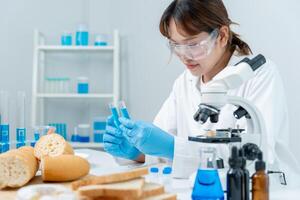 Scientist check chemical in laboratory, Control experts inspect the concentration of chemical residues. hazards, standard, prohibited substances, contaminate, Microbiologist photo