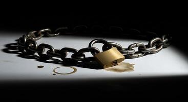 Locking Chain with Padlock Security on Surface photo