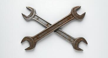 Crossing Wrenches on White Background Mechanic Tools photo
