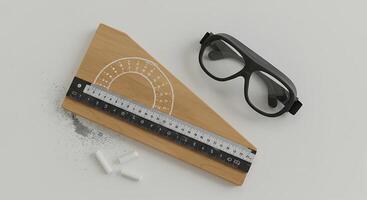 Drafting Tools and Safety Glasses on White Surface photo