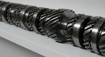 Gear Mechanism Components Displayed on Grey Surface photo