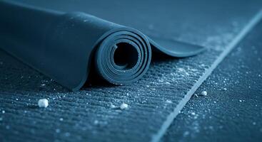 Unrolling Dark Material Sheet on Textured Surface Close Up photo