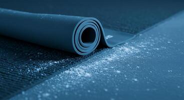 Rolling Exercise Mat Blue Fitness Equipment Unfurling photo