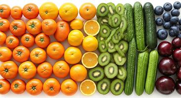 A rainbow of fruits and vegetables photo