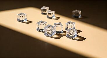Glass Cubes on Lighted Surface with Shadows Artistic Modern Minimalist Abstract photo