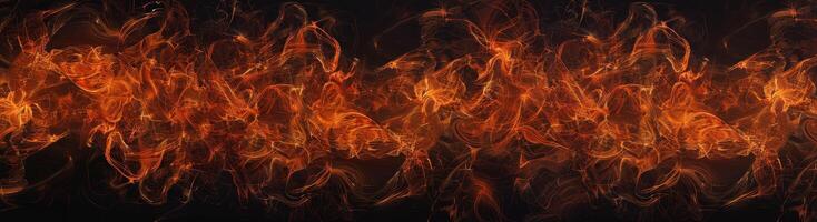 Fiery flames dance and intertwine against a deep black backdrop, creating a mesmerizing tapestry of light and heat that captivates the senses photo