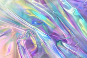 Experience a stunning display of colors as the holographic surface shimmers, revealing an enchanting palette of pastel tones and reflective textures photo