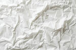 Crumpled white paper showcases intricate textures and patterns, inviting creative expression through design or artistic endeavors photo