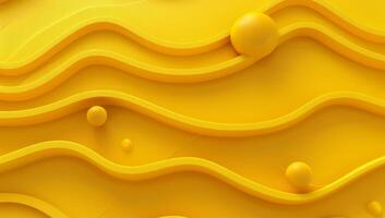 Dynamic curves and waves flow across bright yellow paper, inviting a lively interaction with light and shadow in a captivating composition photo
