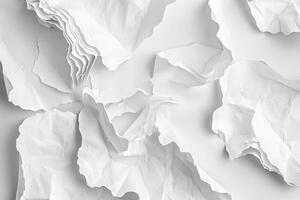 Crumpled white watercolor paper forms a soft, textured base perfect for artistic projects, offering a unique perspective on creativity photo