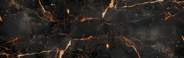 Detailed representation of a black surface enriched with golden veins, highlighting the elegant texture and luxurious appearance of the material photo