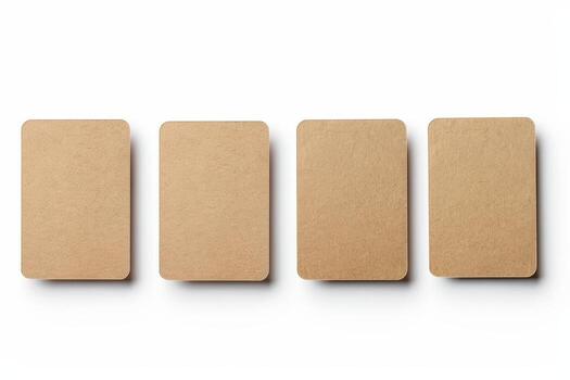 Four identical blank business cards are aligned on a white background, ready for customization or printing with designs and information photo