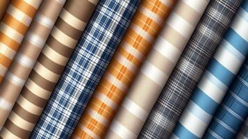 Rows of textured fabric with various patterns and colors, ideal for fashion design, home decor, and crafting applications photo