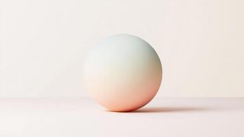 A singular smooth sphere featuring a gentle gradient of colors sits on a soft surface, illuminated by soft ambient light photo