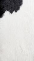 Detailed depiction of a cow's hide features a striking pattern of black and white fur textures highlighting natural beauty photo