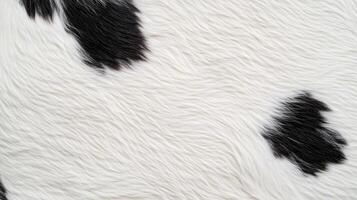 This close-up features the unique texture and pattern of a cow's hide, highlighting the contrasting black and white coloration and soft fur photo