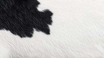 Detailed close-up reveals a soft cow hide with distinct black and white patterns, highlighting the beauty of natural textures photo
