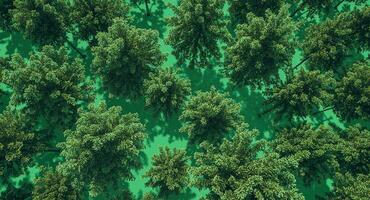 An aerial view of a forest with green trees photo