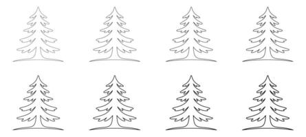 Hand Drawn Cedar Tree Outline for Forest and Winter Themes, Pine Tree Line Art vector