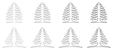 Conifer Tree Line Art Illustration for Nature and Holiday Designs, Cedar Tree Outline vector