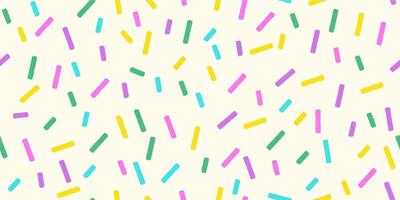 Sweet Sprinkle Background with Seamless Donut Pattern Featuring Rainbow Vermicelli and Color Glaze Texture Perfect for Bakery Designs and Fun Sugar Candy Themed Projects and Decorations vector