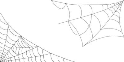 Corner cobweb silhouette elements spooky spider web collection for horror design vector