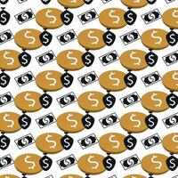 A pattern featuring stylized depictions of currency symbols, coins, and money bags set against a contrasting backdrop, conjuring visions of abundance and prosperity vector