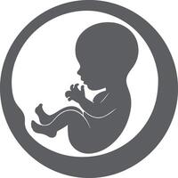 Grey silhouette of a fetus in a womb a simple graphic design representing pregnancy and new life a minimalist illustration of a baby in utero a vector