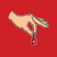 Hand Holding a Blood Drop Symbolizing Donation and Healthcare vector