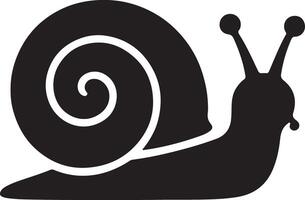 Black Silhouette Snail Icon Simple Spiral Shell Design Graphic Element Monochrome Illustration Slow Pace Nature Animal Symbol vector