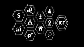 ICT System Software concept icons animation isolated on black background video