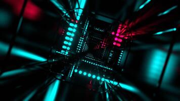 Turquoise and Pink Cyber Portal with Neon Along The Dots Background VJ Loop in 4K video