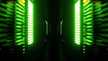 Purple Green and Yellow Endless Tunnel with Neon Equalizer Background VJ Loop in 4K video