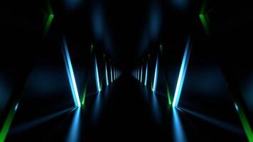 Green and Blue Endless Tunnel with Neon Light Movement in Zigzag Background VJ Loop in 4K video