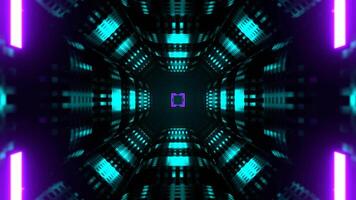 Turquoise and Purple Neon Techno Science Fiction Strobe Corridor Background VJ Loop in 4K video