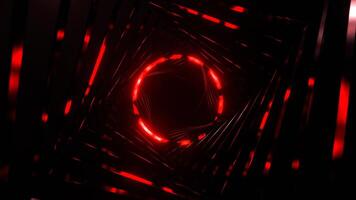 Red Fantastic Space with Round Shining Neon Portal Background VJ Loop in 4K video