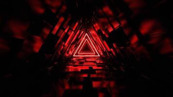 Red Infinite Triangle Sci Fi Glitch Tunnel Background VJ Loop in 4K video