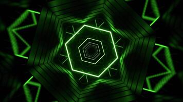 Green and Yellow Mirror Neon Prism of Space Background VJ Loop in 4K video
